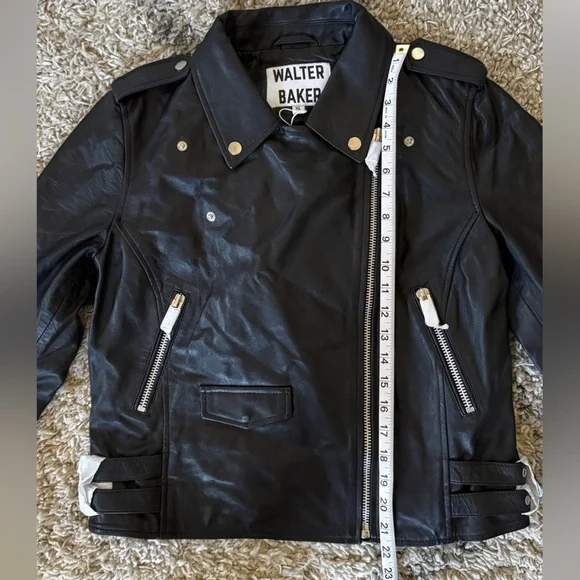Walter Baker Black Moto Leather Jacket - Picture 12 of 12